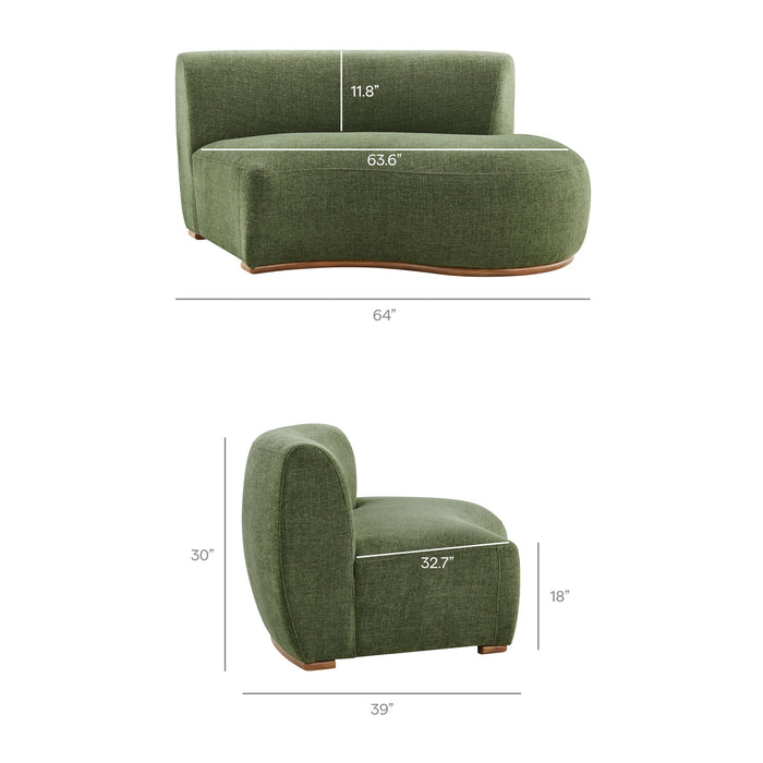 Modway Rialta Curved Right-Arm Slub Weave Fabric Sectional Loveseat in Foliage - dimensions and specifications 25