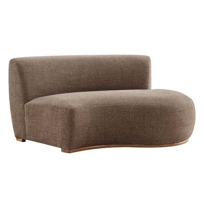 Modway Rialta Curved Right-Arm Slub Weave Fabric Sectional Loveseat in Mocha - front view