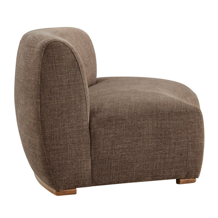 Modway Rialta Curved Right-Arm Slub Weave Fabric Sectional Loveseat in Mocha - angled view