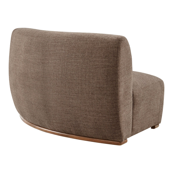 Modway Rialta Curved Right-Arm Slub Weave Fabric Sectional Loveseat in Mocha - side view