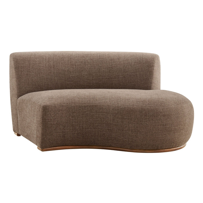 Modway Rialta Curved Right-Arm Slub Weave Fabric Sectional Loveseat in Mocha - detail view