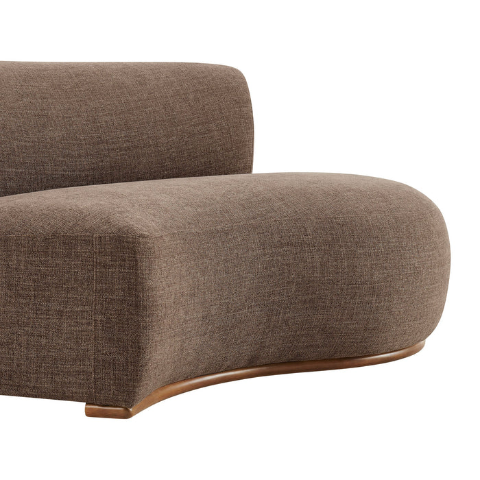 Modway Rialta Curved Right-Arm Slub Weave Fabric Sectional Loveseat in Mocha - lifestyle view