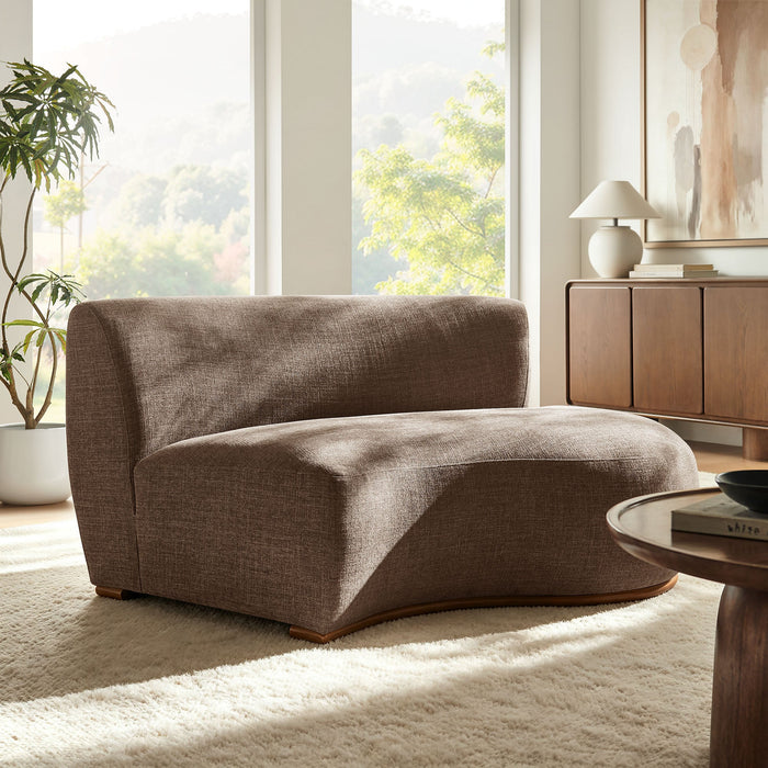 Modway Rialta Curved Right-Arm Slub Weave Fabric Sectional Loveseat in Mocha - lifestyle view 19