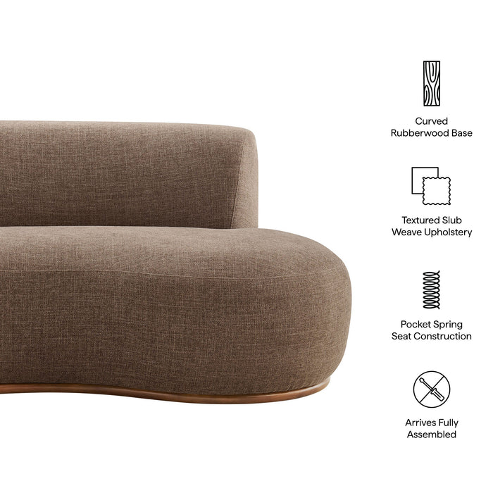 Modway Rialta Curved Right-Arm Slub Weave Fabric Sectional Loveseat in Mocha - dimensions and specifications