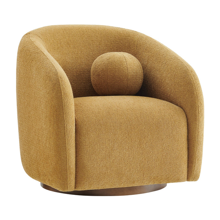 Modway Holland Swivel Chenille Fabric Armchair in Mustard