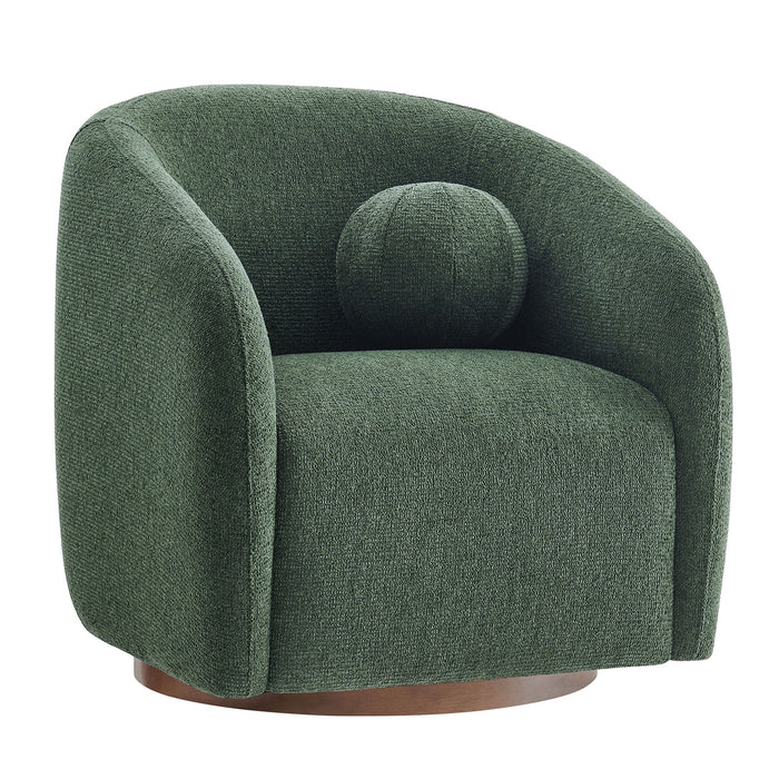 Modway Holland Swivel Chenille Fabric Armchair in Pine