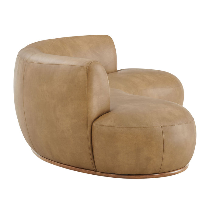 Modway Rialta 2 Piece Curved Vegan Leather Sectional Sofa in Toast - angled view