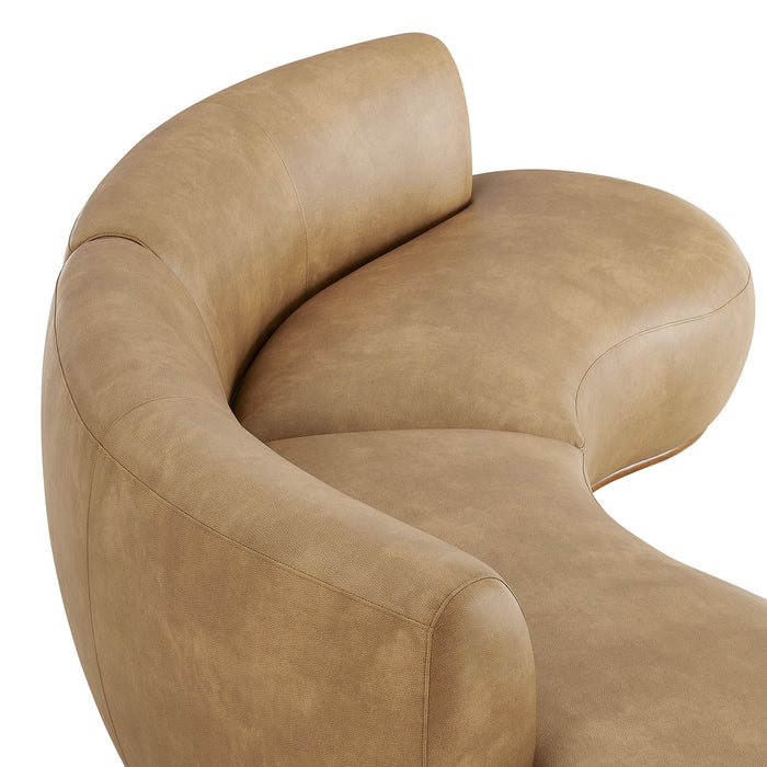 Modway Rialta 2 Piece Curved Vegan Leather Sectional Sofa in Toast - lifestyle view