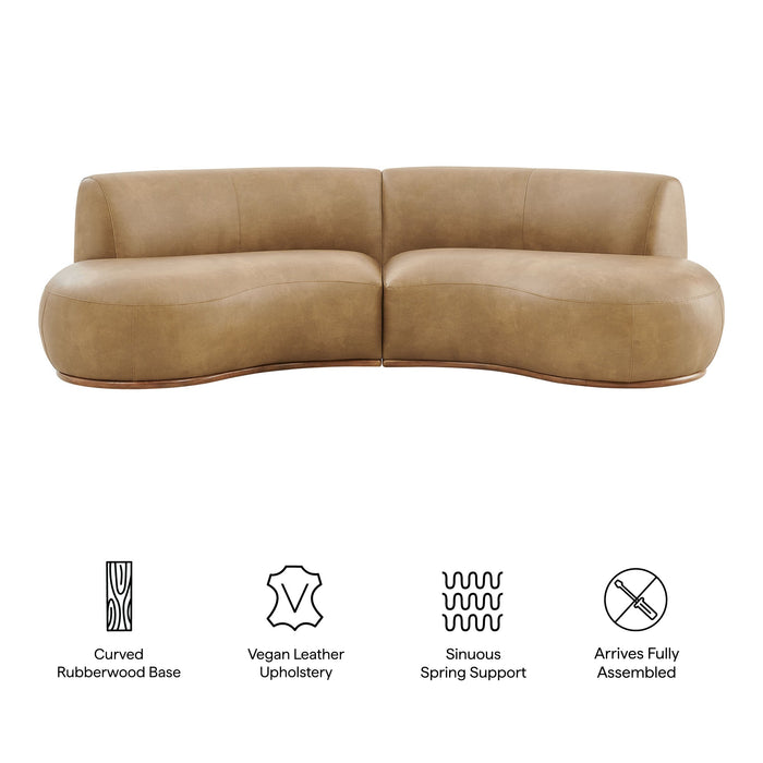 Modway Rialta 2 Piece Curved Vegan Leather Sectional Sofa in Toast - dimensions and specifications