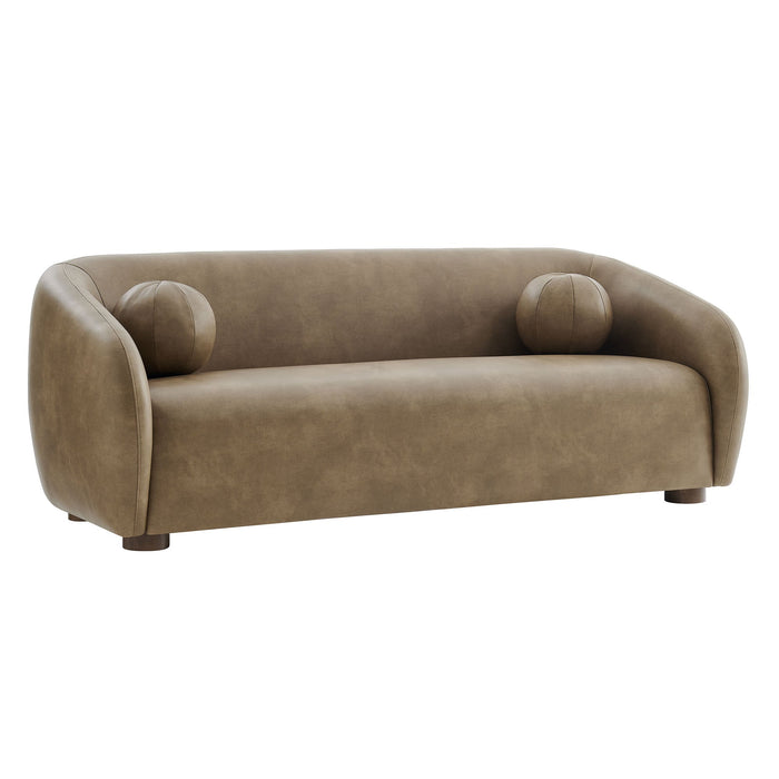 Modway Holland 85" Vegan Leather Sofa in Mushroom - front view
