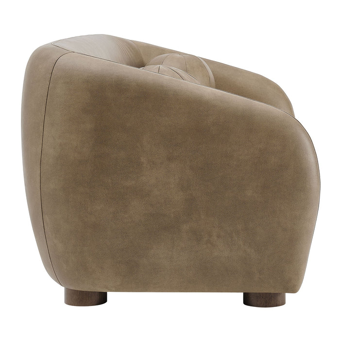 Modway Holland 85" Vegan Leather Sofa in Mushroom - angled view