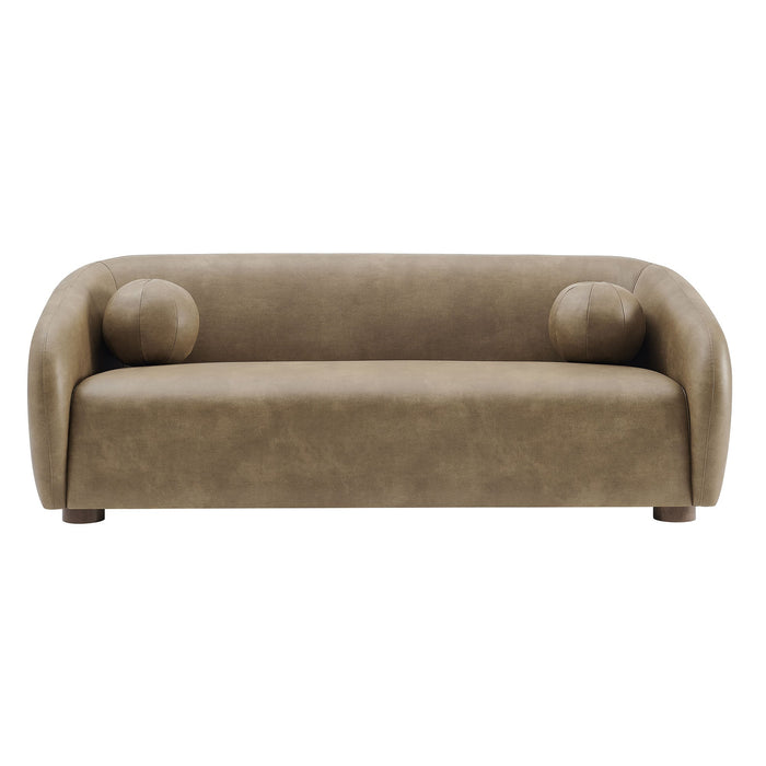 Modway Holland 85" Vegan Leather Sofa in Mushroom - detail view