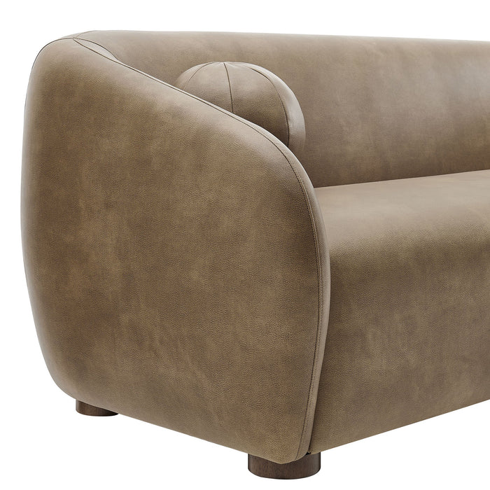 Modway Holland 85" Vegan Leather Sofa in Mushroom - lifestyle view