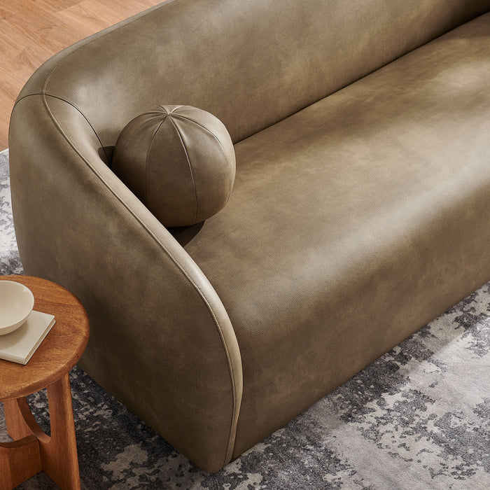 Modway Holland 85" Vegan Leather Sofa in Mushroom - lifestyle view 18