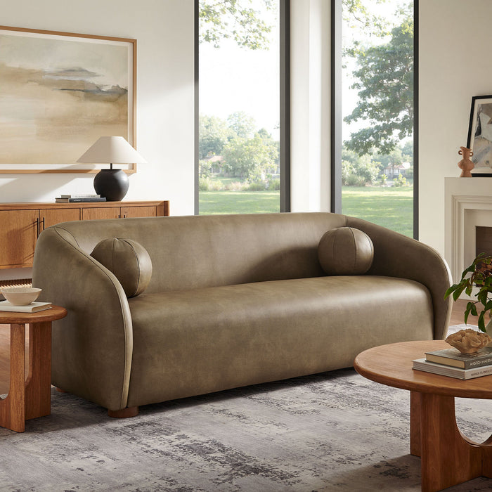 Modway Holland 85" Vegan Leather Sofa in Mushroom - lifestyle view 21