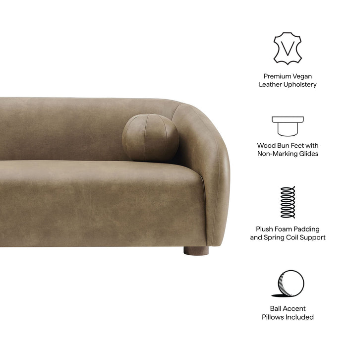 Modway Holland 85" Vegan Leather Sofa in Mushroom - dimensions and specifications