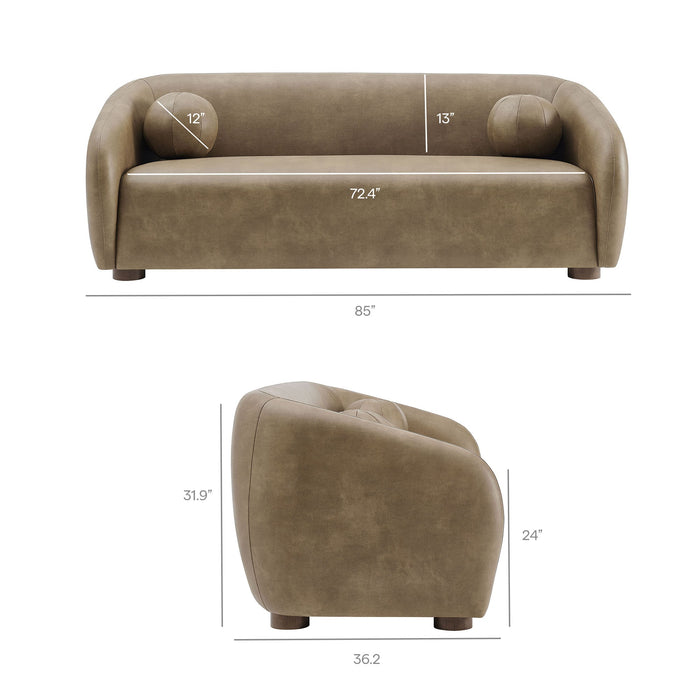 Modway Holland 85" Vegan Leather Sofa in Mushroom - dimensions and specifications 27