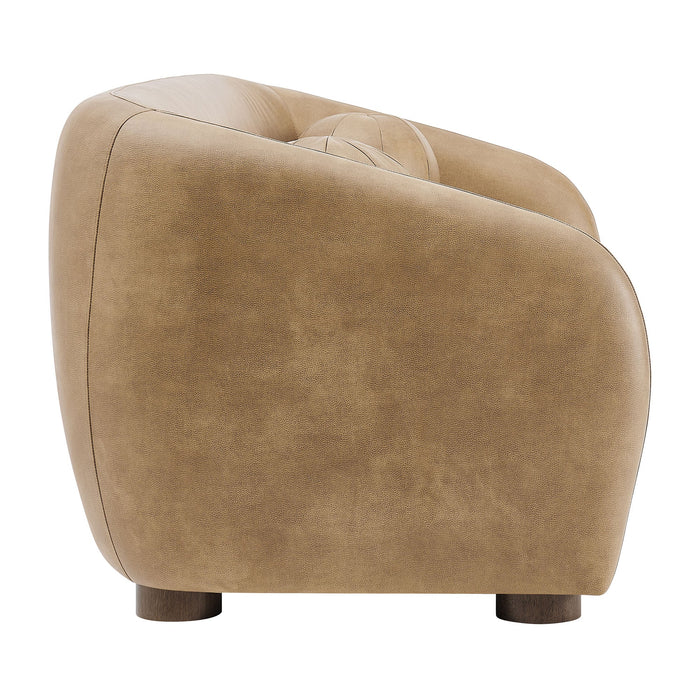 Modway Holland 85" Vegan Leather Sofa in Toast - angled view