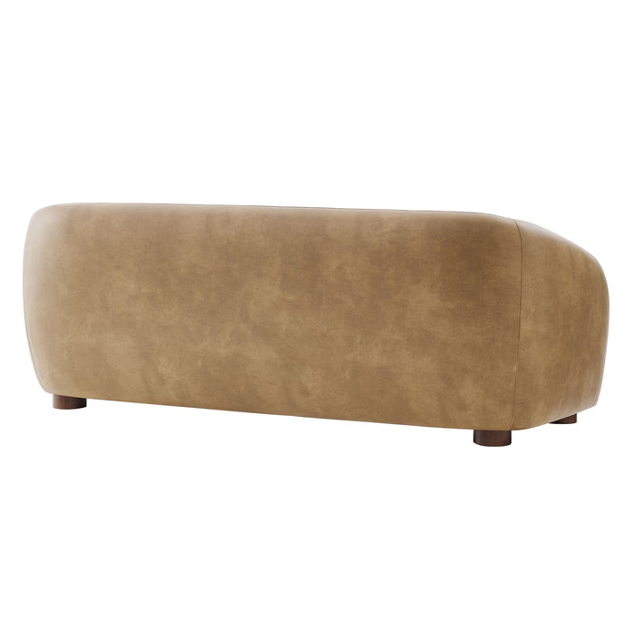 Modway Holland 85" Vegan Leather Sofa in Toast - side view