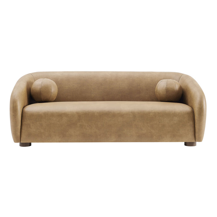 Modway Holland 85" Vegan Leather Sofa in Toast - detail view
