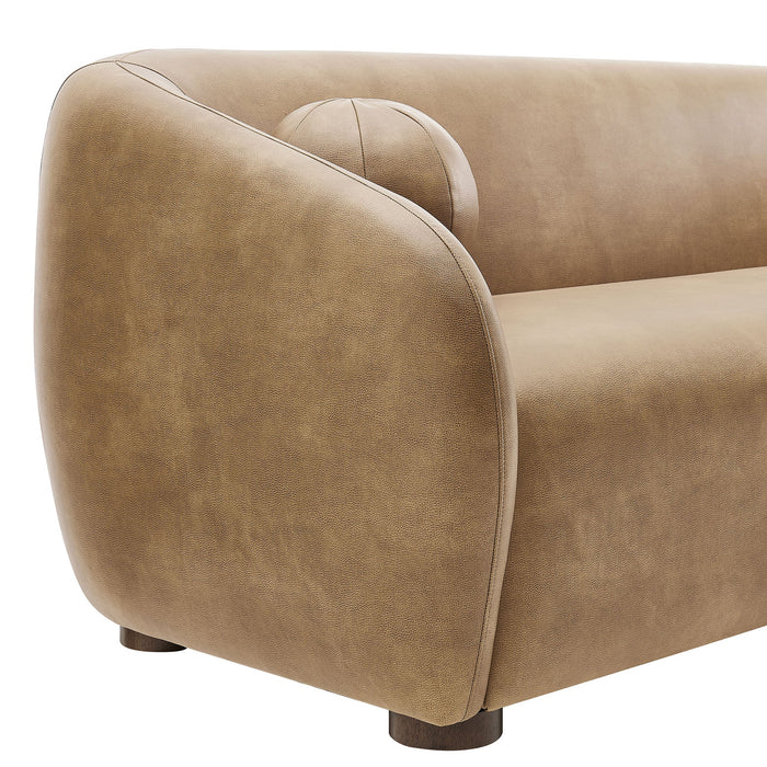 Modway Holland 85" Vegan Leather Sofa in Toast - lifestyle view