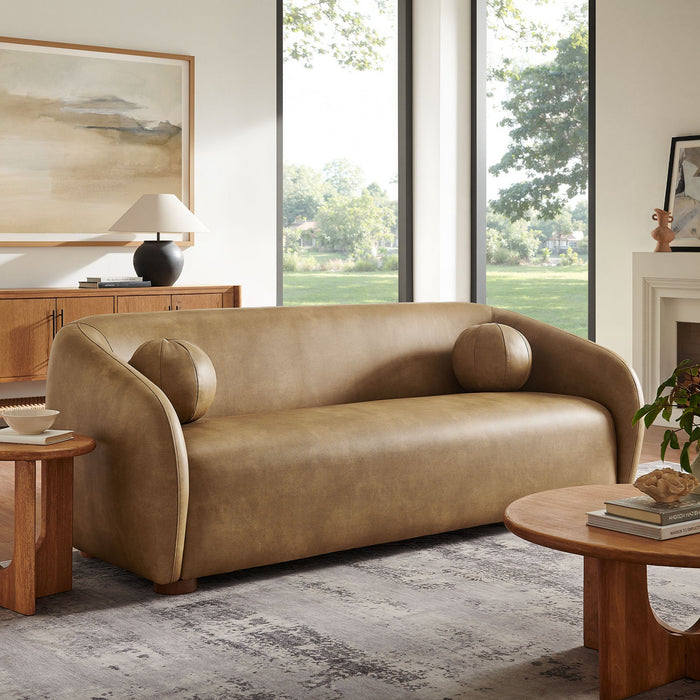 Modway Holland 85" Vegan Leather Sofa in Toast - lifestyle view 19