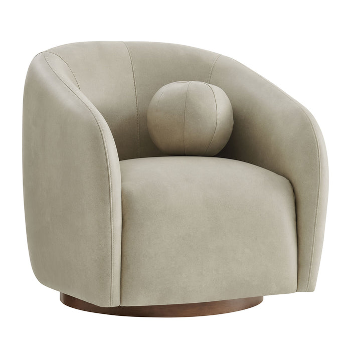 Modway Holland Swivel Vegan Leather Armchair in Mineral - front view