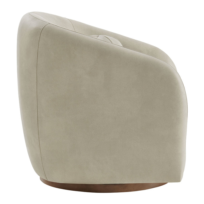 Modway Holland Swivel Vegan Leather Armchair in Mineral - angled view