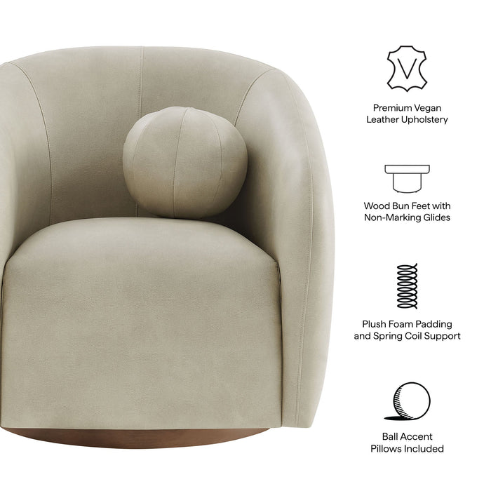 Modway Holland Swivel Vegan Leather Armchair in Mineral - dimensions and specifications
