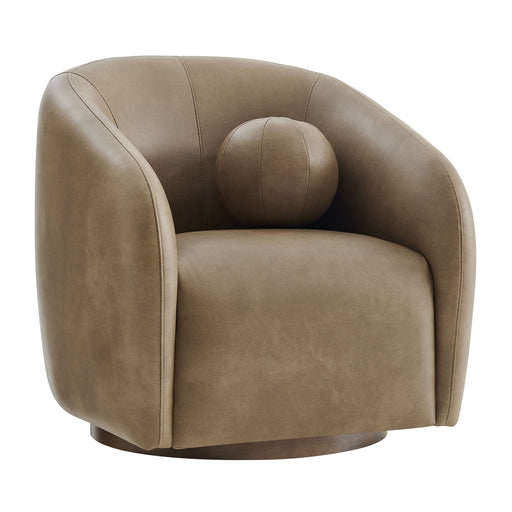 Modway Holland Swivel Vegan Leather Armchair in Mushroom - front view