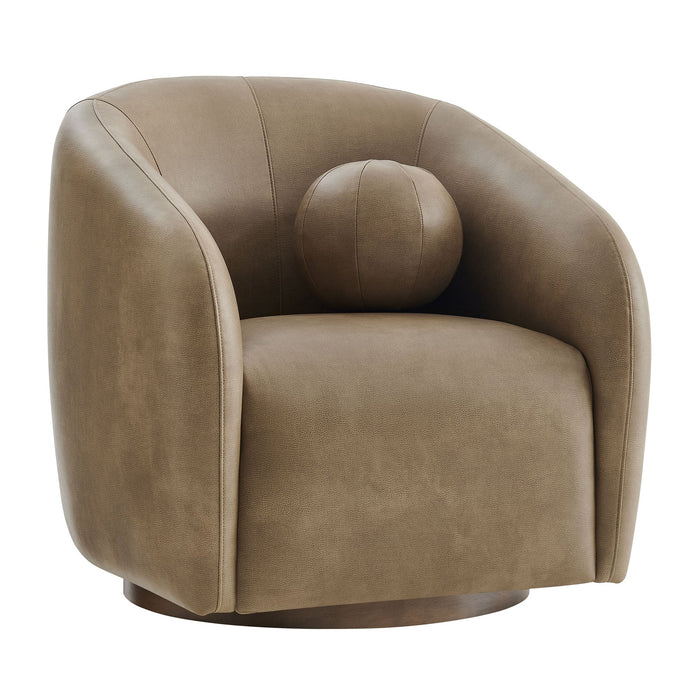 Modway Holland Swivel Vegan Leather Armchair in Mushroom - front view