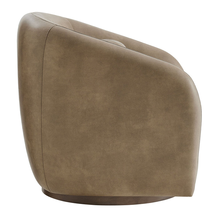 Modway Holland Swivel Vegan Leather Armchair in Mushroom - angled view