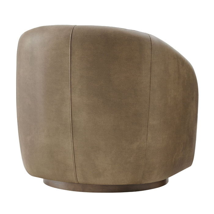 Modway Holland Swivel Vegan Leather Armchair in Mushroom - side view
