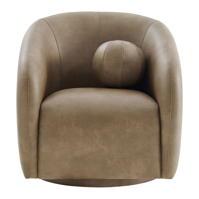 Modway Holland Swivel Vegan Leather Armchair in Mushroom - detail view