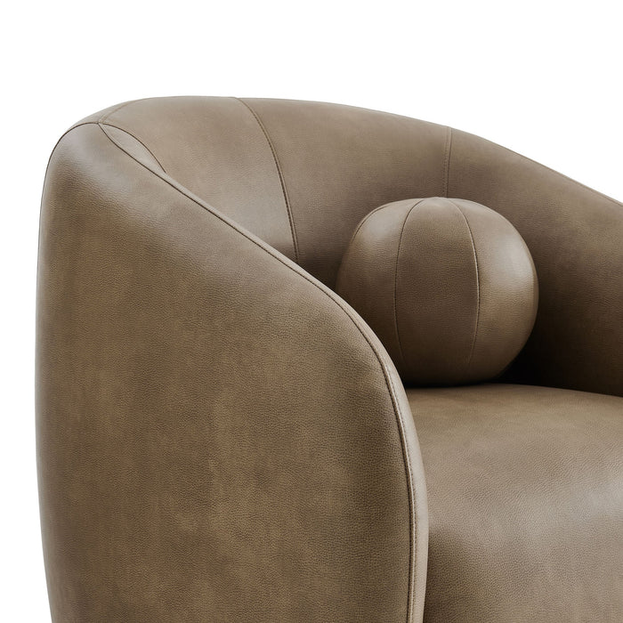 Modway Holland Swivel Vegan Leather Armchair in Mushroom - lifestyle view