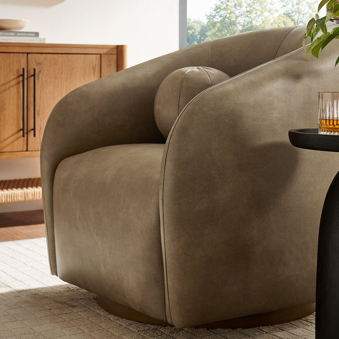 Modway Holland Swivel Vegan Leather Armchair in Mushroom - lifestyle view 17