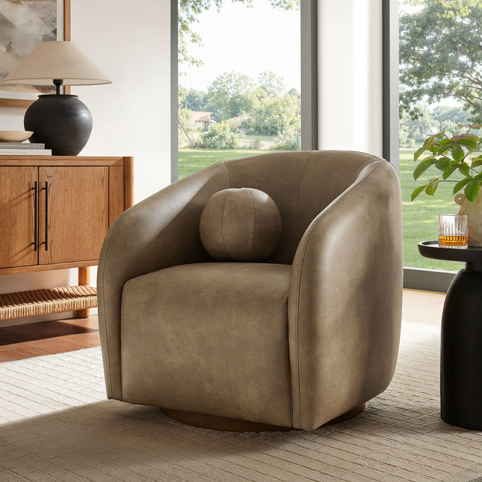 Modway Holland Swivel Vegan Leather Armchair in Mushroom - lifestyle view 20