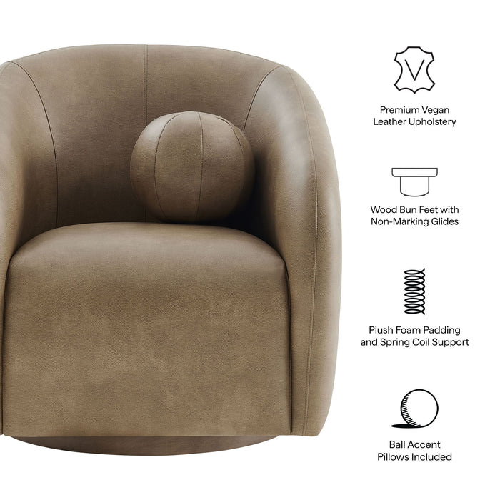 Modway Holland Swivel Vegan Leather Armchair in Mushroom - dimensions and specifications