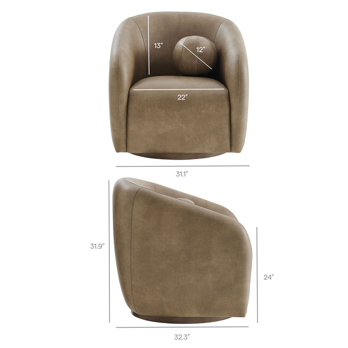 Modway Holland Swivel Vegan Leather Armchair in Mushroom - dimensions and specifications 25