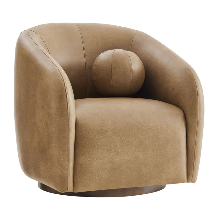 Modway Holland Swivel Vegan Leather Armchair in Toast - front view