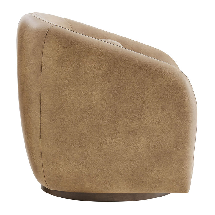 Modway Holland Swivel Vegan Leather Armchair in Toast - angled view