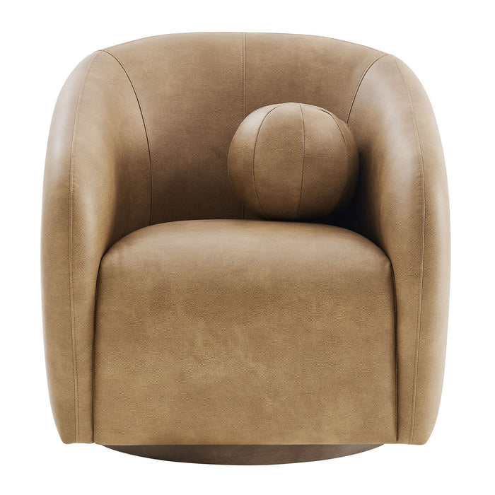 Modway Holland Swivel Vegan Leather Armchair in Toast - detail view