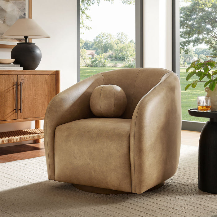 Modway Holland Swivel Vegan Leather Armchair in Toast - lifestyle view 19