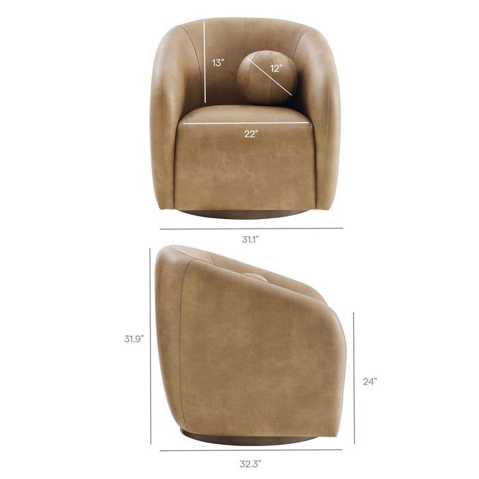 Modway Holland Swivel Vegan Leather Armchair in Toast - dimensions and specifications 23