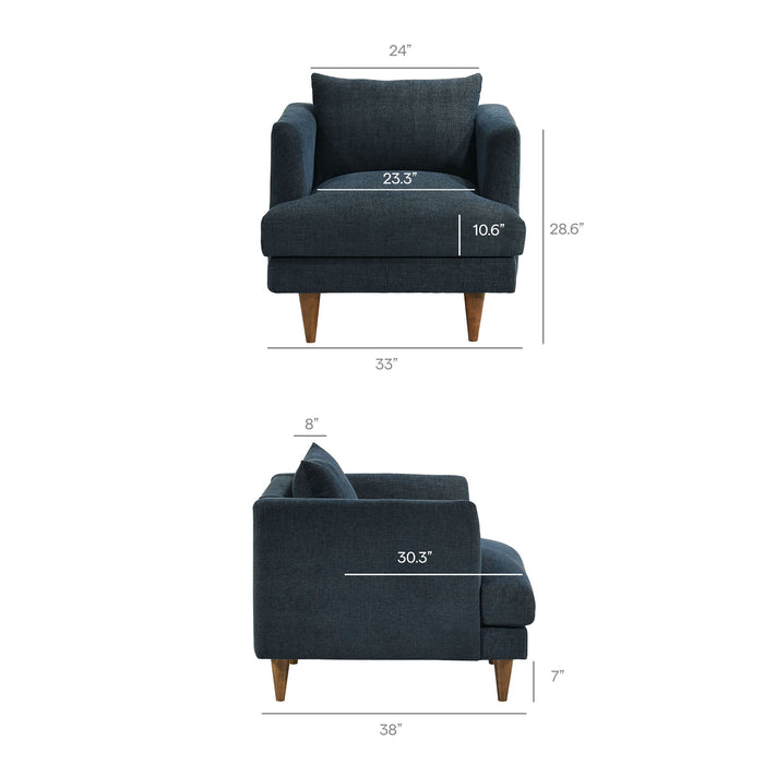 Modway Zoya Down Filled Overstuffed Armchair in Azure - dimensions and specifications 27