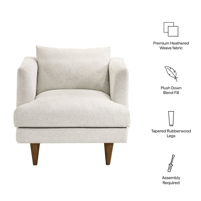 Modway Zoya Down Filled Overstuffed Armchair in Ivory Fabric - dimensions and specifications