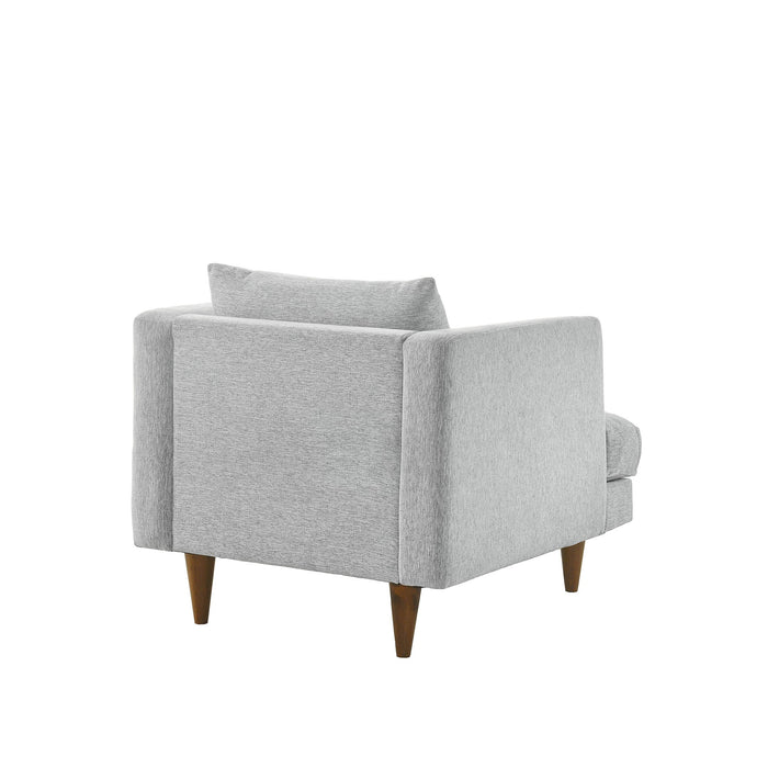 Modway Zoya Down Filled Overstuffed Armchair in Light Gray Fabric - angled view