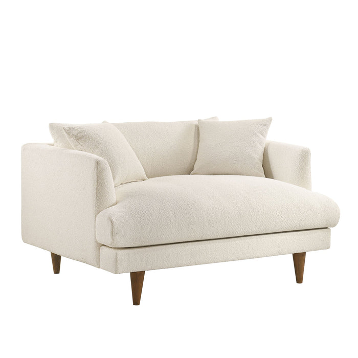 Modway Zoya Down Filled Overstuffed Boucle Chair-and-a-Half in Cream - front view