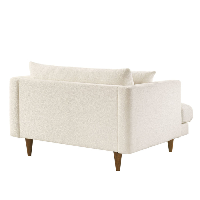 Modway Zoya Down Filled Overstuffed Boucle Chair-and-a-Half in Cream - angled view