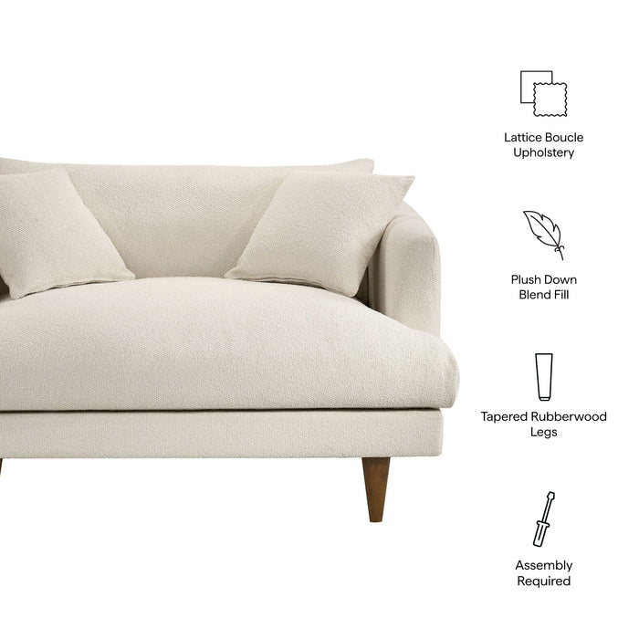 Modway Zoya Down Filled Overstuffed Boucle Chair-and-a-Half in Cream - dimensions and specifications
